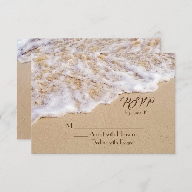 Carte de réponse pour un mariage sur la plage avec (Devant / Derrière)