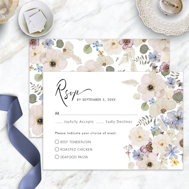 Carte de réponse pour un repas botanique floral mo (Modern Boho Floral Botanical Meal RSVP Card by Painted Paperie
)