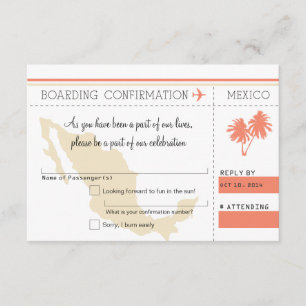 Carte de réponse pour un vol au MEXIQUE