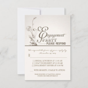 carte de réponse pour une fête de fiançailles avec