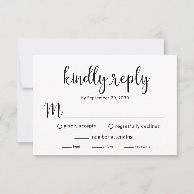 Carte de réponse pour une réception de mariage mod (Devant)