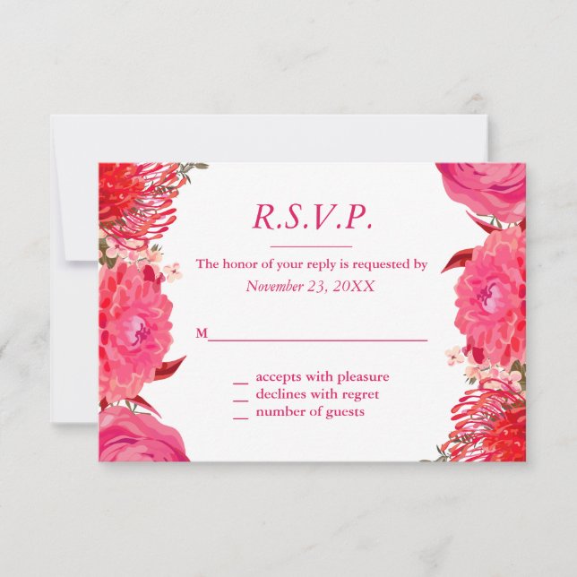 Carte de réponse Pretty Pink Peonies (Devant)