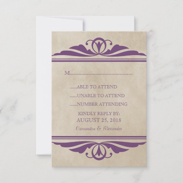 Carte de réponse Purple Elegant Deco (Devant)