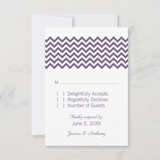 Carte de réponse Purple Simple Chevron (Devant)