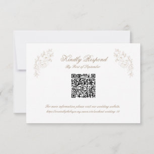Carte de réponse QR code avec blason de monogramme