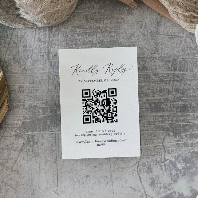Carte de réponse QR Code calligraphiée noire délic (Créateur téléchargé)
