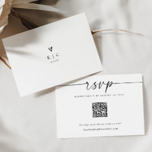 Carte de réponse QR Code Cœur de mariage simple mo