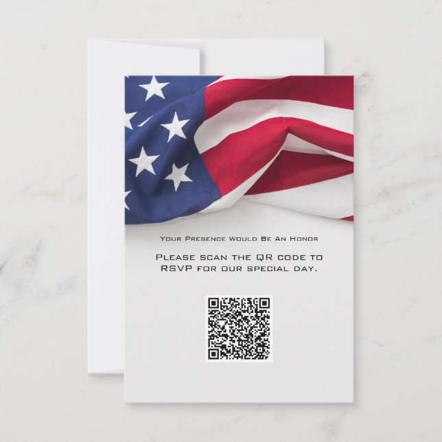 Carte de réponse QR code de mariage avec drapeau a (Devant)