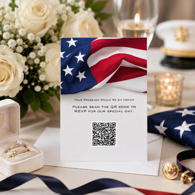 Carte de réponse QR code de mariage avec drapeau a (Créateur téléchargé)