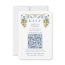 Carte de réponse QR Code de mariage botanique aux