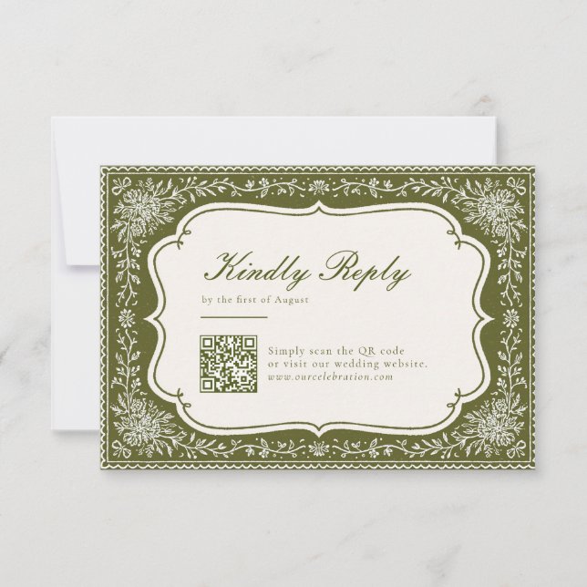 Carte de réponse QR Code de mariage Moderne Contin (Devant)