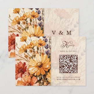 Carte de réponse QR code de mariage pour jardin au