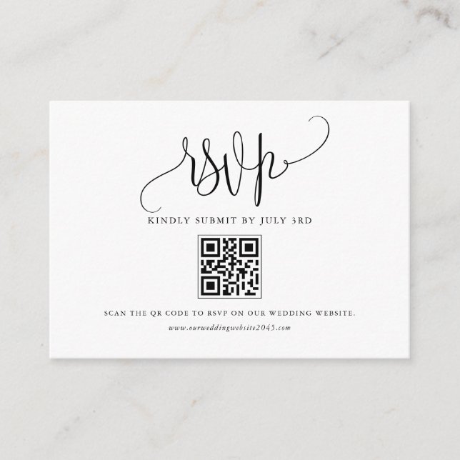 Carte de réponse QR Code écriture calligraphique n (Devant)