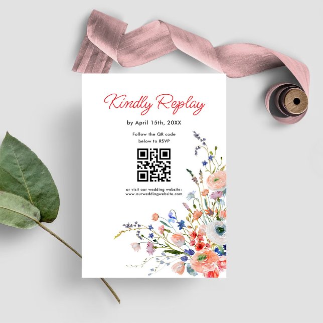 Carte de réponse QR Code élégante florale de maria (Créateur téléchargé)