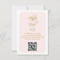 Carte de réponse QR Code Élégantes Pétales et Pros