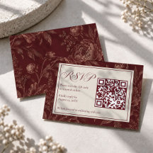 Carte de réponse QR Code Floral Bourgogne