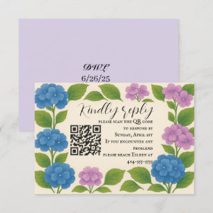 Carte de réponse QR Code pour Hydrangea Violette/B