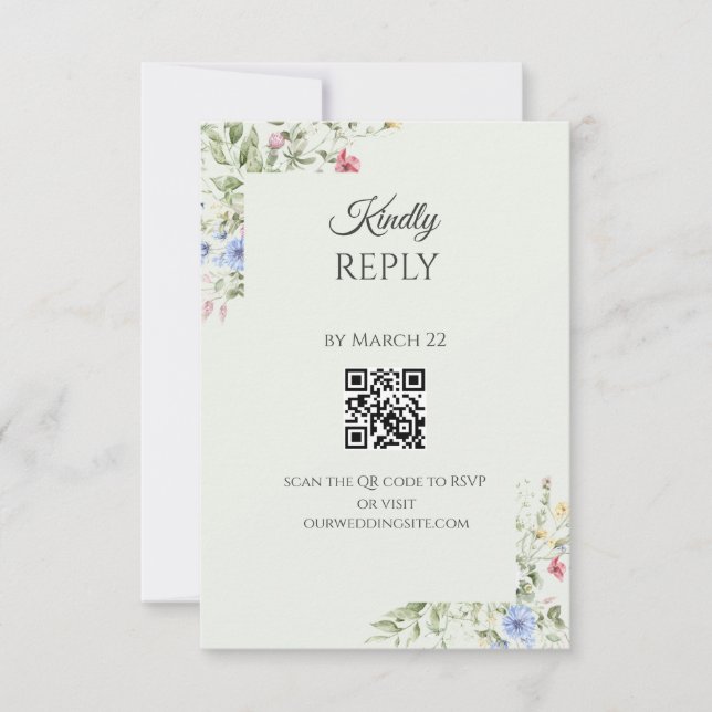 Carte de réponse QR Code pour jardin anglais doux (Devant)