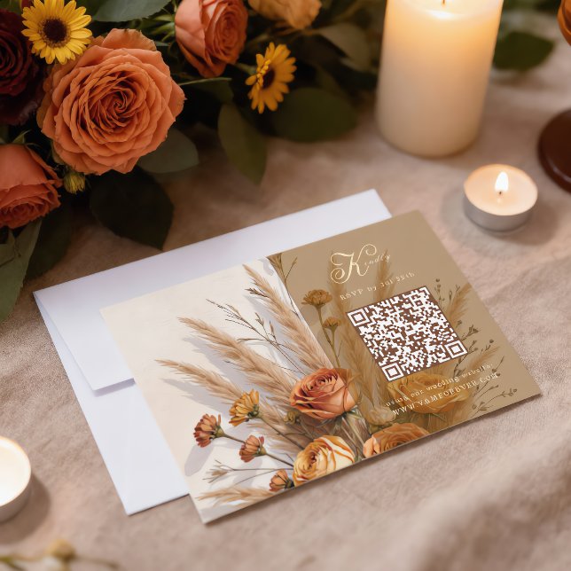 Carte de réponse QR code pour mariage automnal cha (Créateur téléchargé)