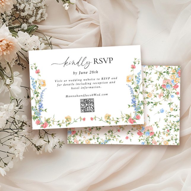 Carte de réponse QR Code pour mariage aux fleurs s (Créateur téléchargé)