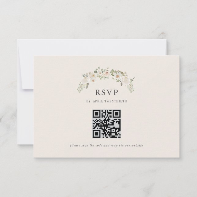 Carte de réponse QR code pour mariage avec jardin  (Devant)