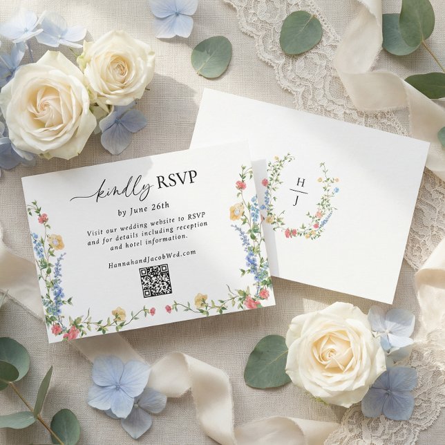 Carte de réponse QR Code pour mariage champêtre él (Créateur téléchargé)