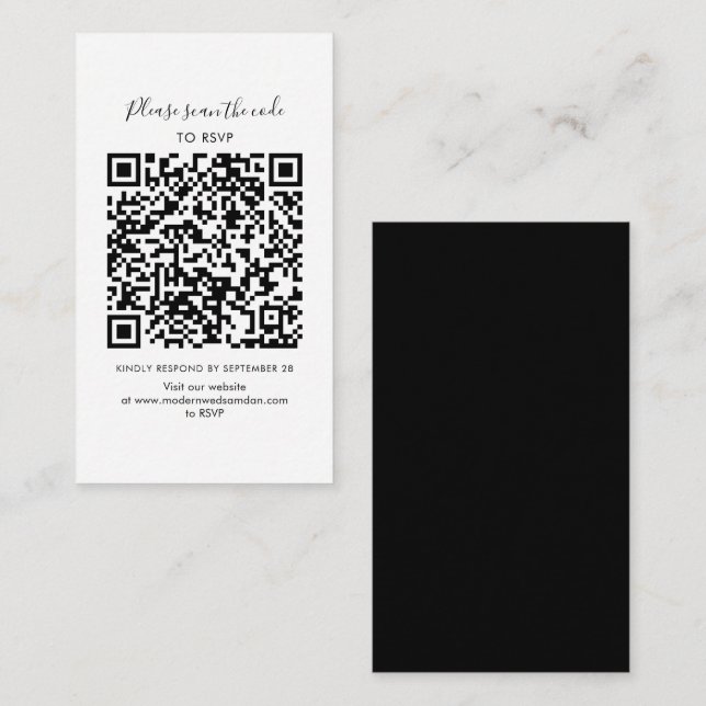 Carte de réponse QR Code pour mariage moderne (Devant / Derrière)