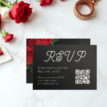 Carte de réponse QR Code pour mariage Rose Élégant