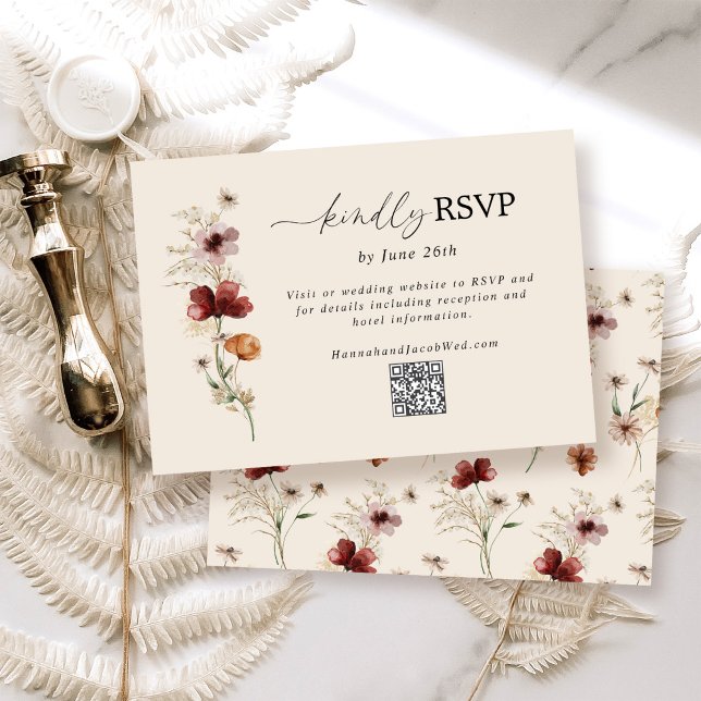 Carte de réponse QR Code pour un mariage automnal  (Créateur téléchargé)