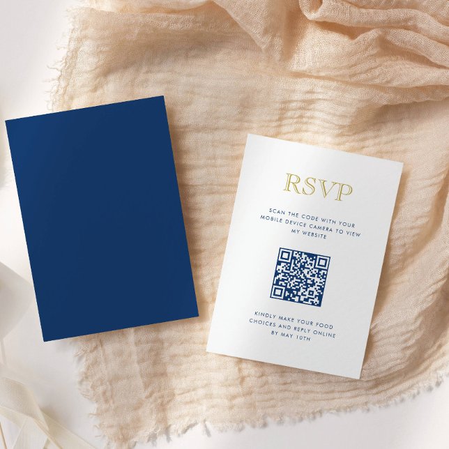 Carte de réponse QR Code verticale en or simplemen (Créateur téléchargé)