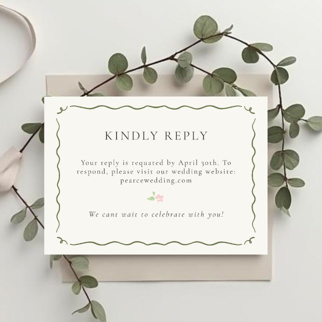 Carte de réponse QR RSVP Ivory | Florale (Créateur téléchargé)