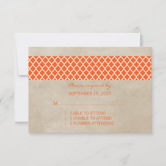Carte de réponse Quatrefoil Rustique Orange