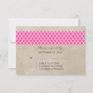 Carte de réponse Quatrefoil Rustique Rose