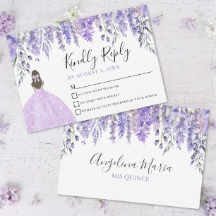Carte de réponse Quinceanera lavande violet floral