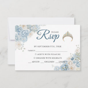 Carte de réponse Quinceanera Rose bleu Dusty