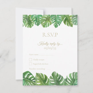 Carte de réponse R.S.V.P pour mariage tropical