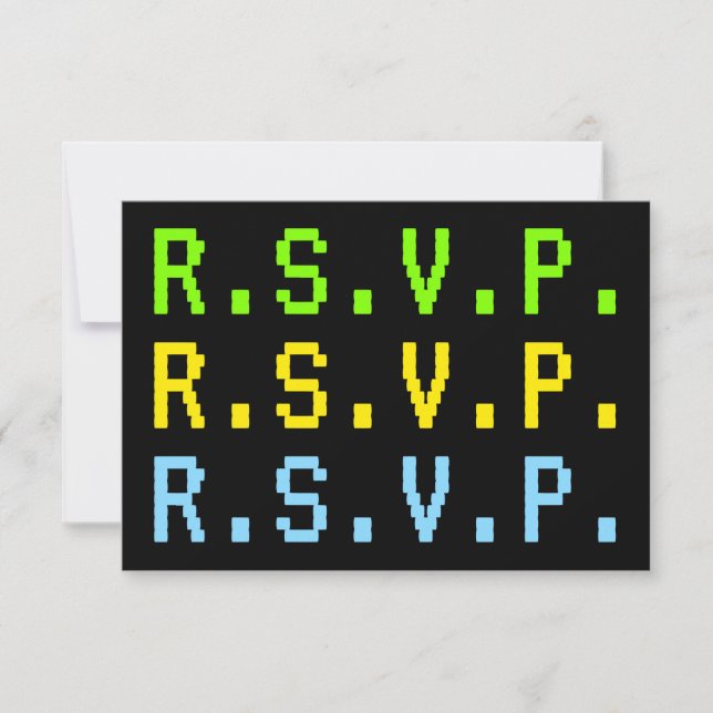 Carte de réponse "R.S.V.P." style numérique et gee (Devant)