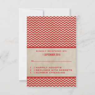 Carte de réponse Red Chic Chevron