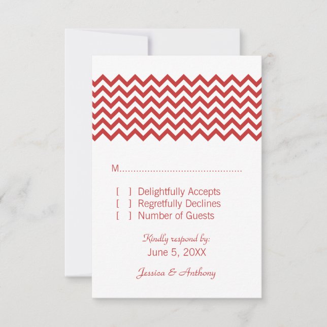 Carte de réponse Red Simple Chevron (Devant)