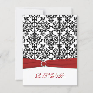 Carte de réponse Red, White et Black Damask II