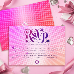Carte de réponse rétro rose orange dégradé boho po
