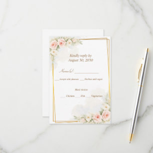 Carte de réponse romantique florale Dusty Blush Pi