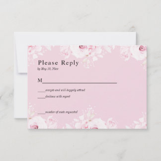 Carte de réponse romantique rose élégante