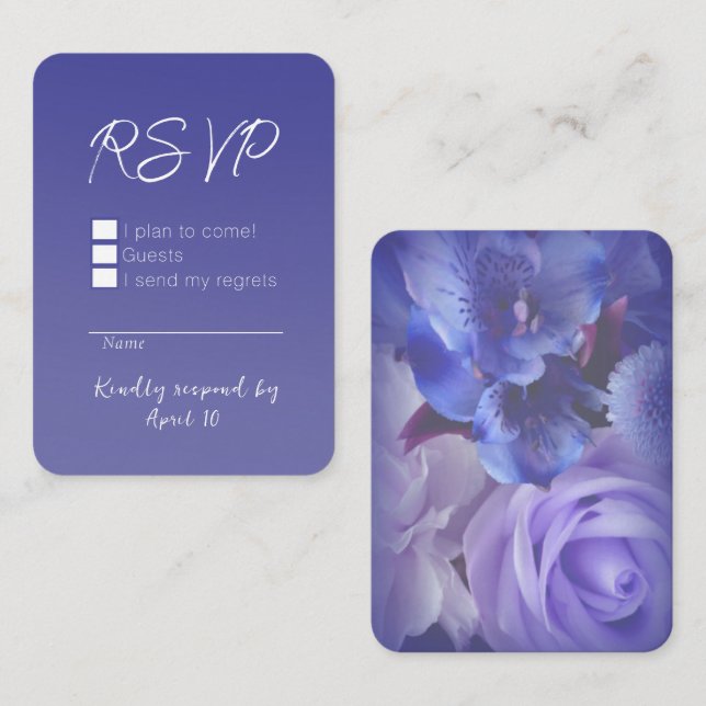 Carte de réponse Rose bleu violet (Devant / Derrière)