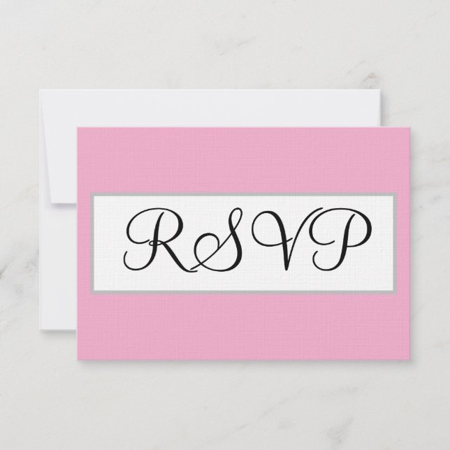 Carte de réponse rose pastel argent pour mariage (Devant)