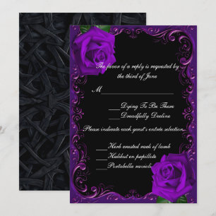 Carte de réponse Roses violettes gothiques élégant