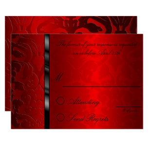 Carte de réponse rouge Foil Damask