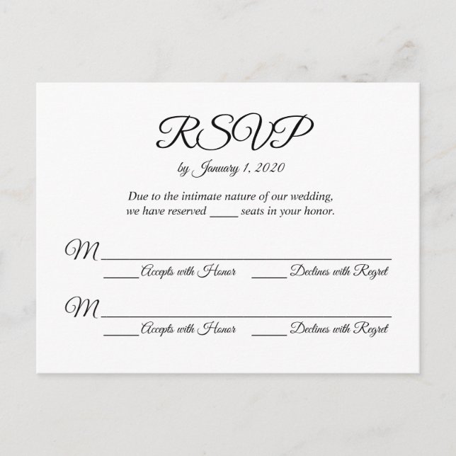 Carte de réponse RSVP (Devant)