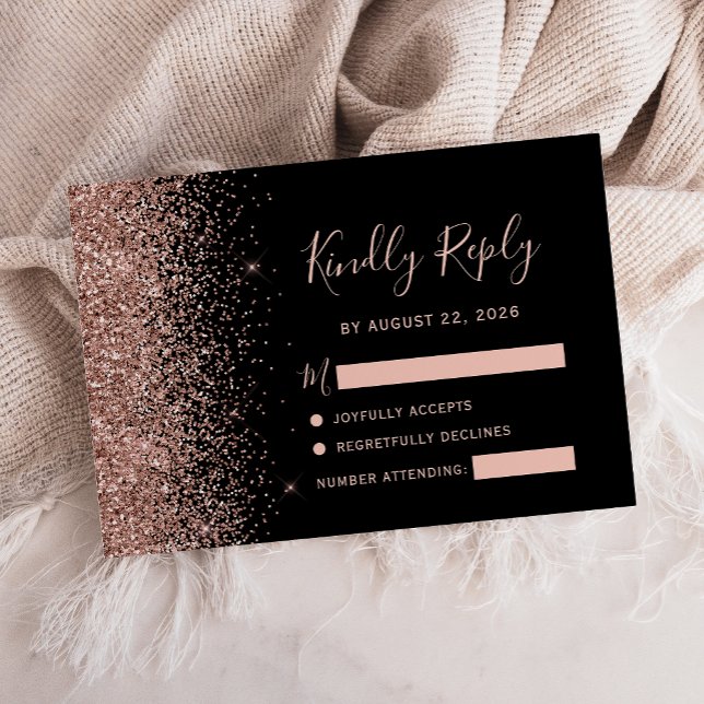 Carte de réponse RSVP à bordure de faux paillettes (Créateur téléchargé)