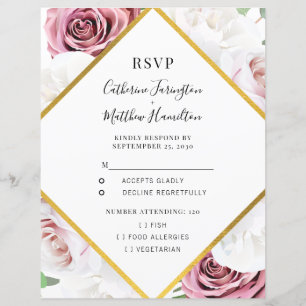 Carte de réponse RSVP à cadre géométrique floral r